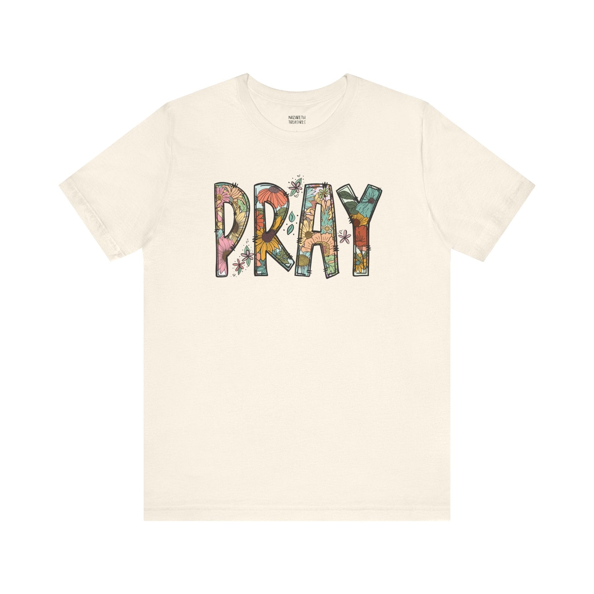 Pray Flowers Boho T-Shirt - T-Shirt - Nazareth Treasures