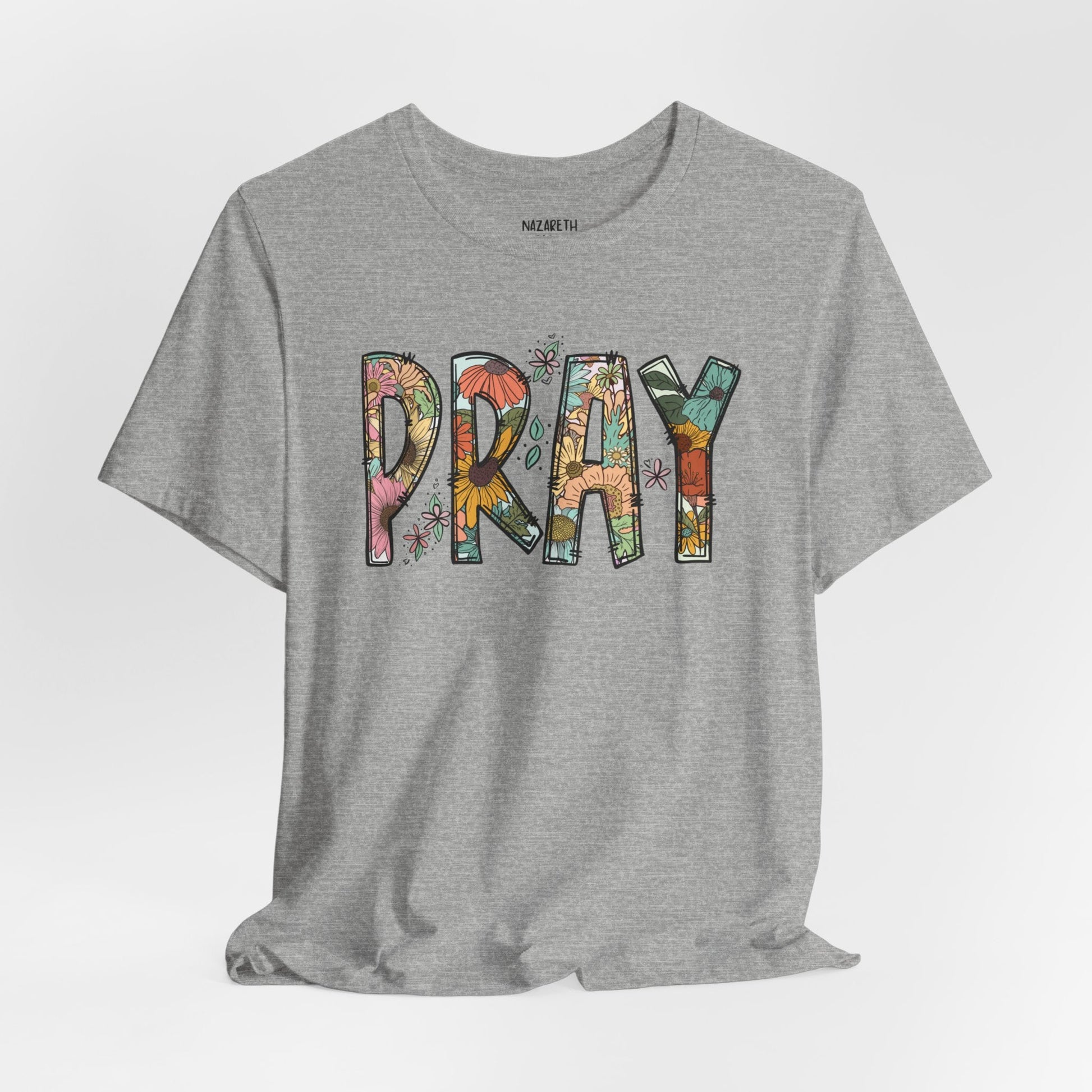 Pray Flowers Boho T-Shirt - T-Shirt - Nazareth Treasures