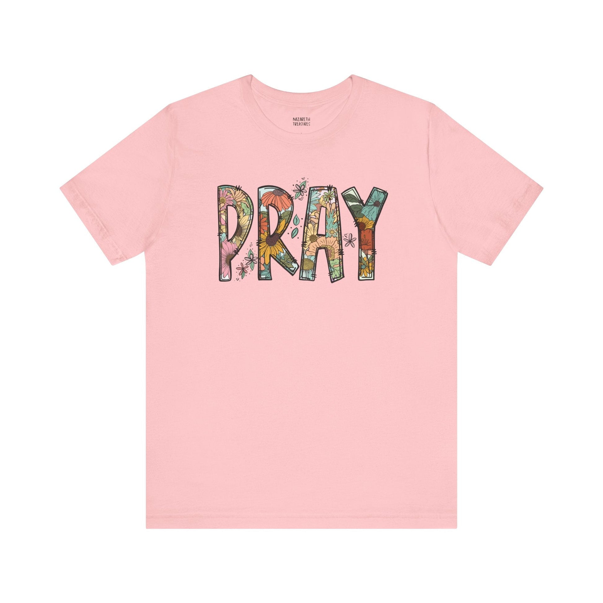 Pray Flowers Boho T-Shirt - T-Shirt - Nazareth Treasures