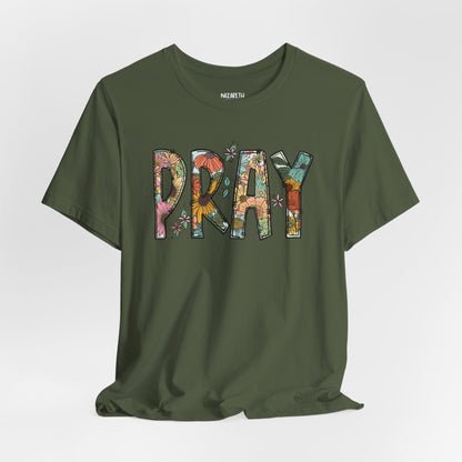 Pray Flowers Boho T-Shirt - T-Shirt - Nazareth Treasures