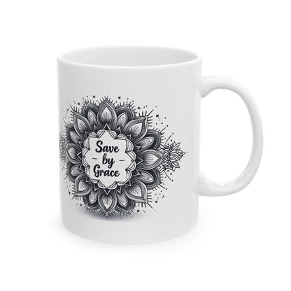 Save by Grace, Mandala Leaves - Mug - Mug - Nazareth Treasures