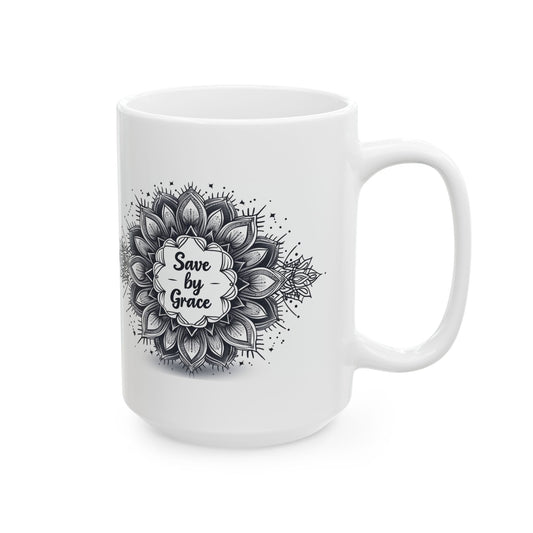 Save by Grace, Mandala Leaves - Mug - Mug - Nazareth Treasures