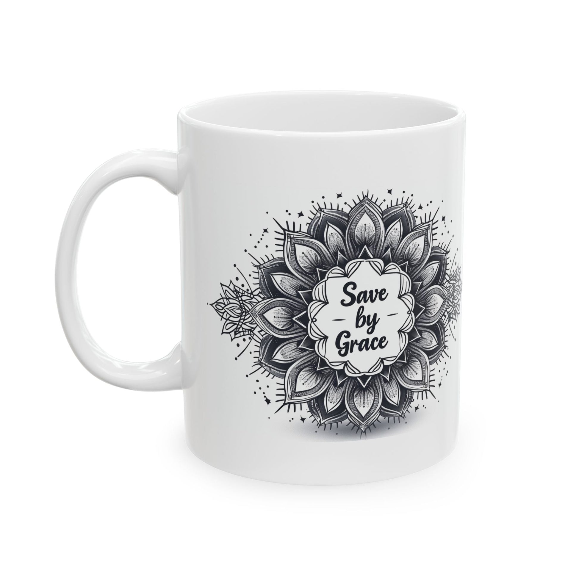 Save by Grace, Mandala Leaves - Mug - Mug - Nazareth Treasures
