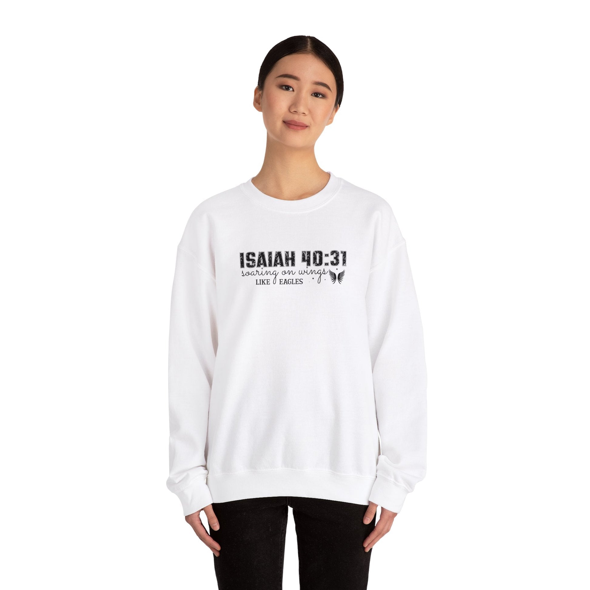 Soaring on Wings Like Eagles Crewneck Sweatshirt - Sweatshirt - Ash - Nazareth Treasures