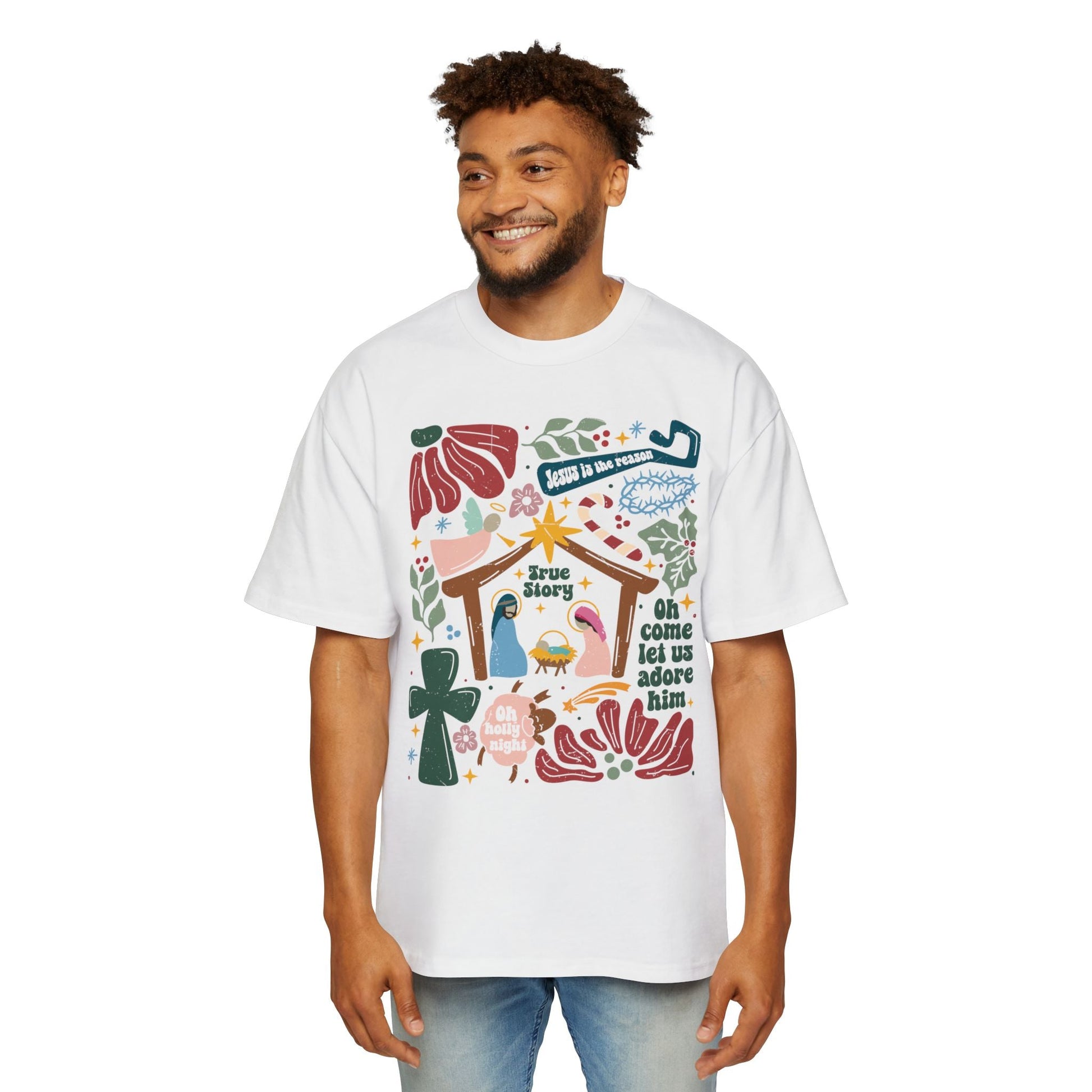 True Story Nativity - Christmas Oversized T-shirt - T-Shirt - Nazareth Treasures