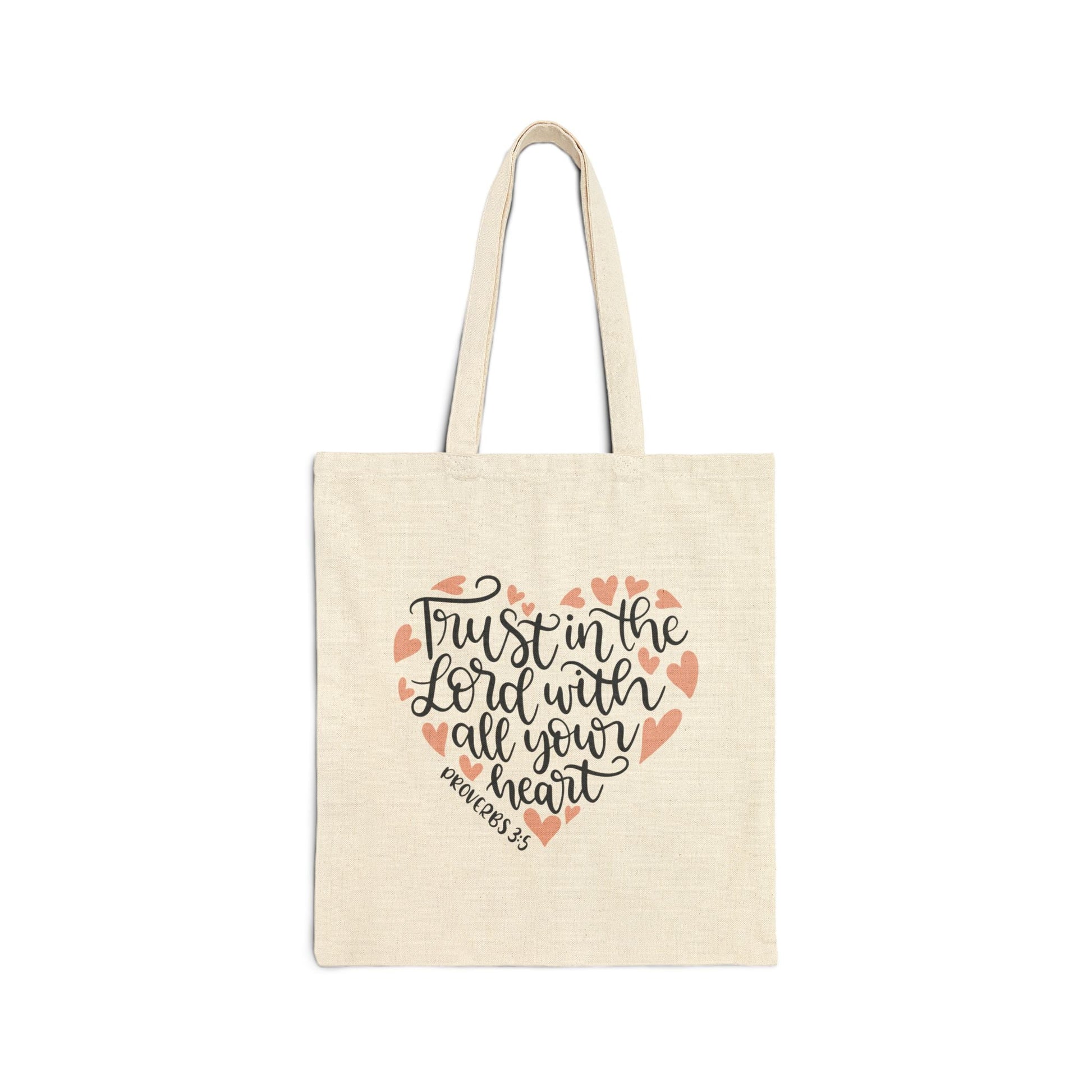 Trust in the LORD with all your heart - Proverbs 3:5 - Cotton Canvas Tote Bag - Bags - Nazareth Treasures
