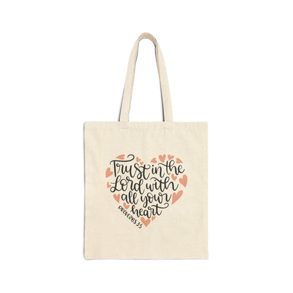 Trust in the LORD with all your heart - Proverbs 3:5 - Cotton Canvas Tote Bag - Bags - Nazareth Treasures