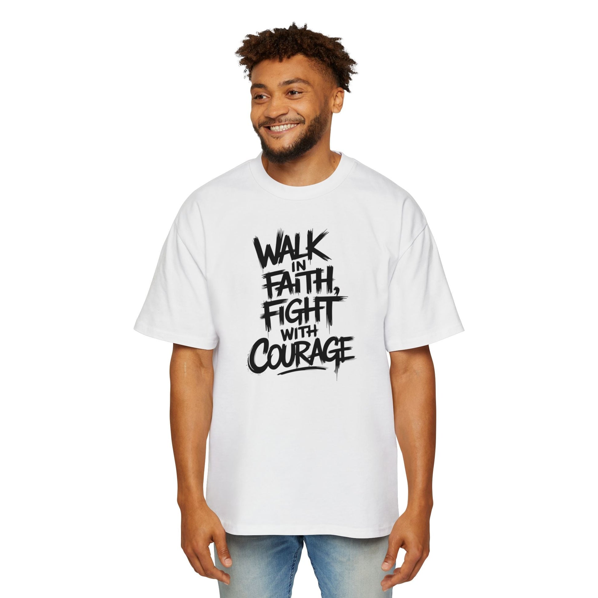 Walk in Faith, Fight with Courage - Inspirational T-Shirt - T-Shirt - Nazareth Treasures