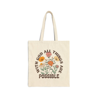 With God all things are possible Tote Bag - Bags - Nazareth Treasures